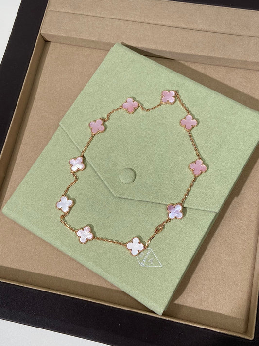 [Psychic Jewelrys]CLOVER 10 MOTIFS PINK NECKLACE