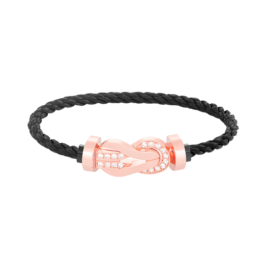[Psychic Jewelrys]CHANCE LARGE 8 FIGURE BUCKLE HALF DIAMOND BRACELET ROSE GOLD