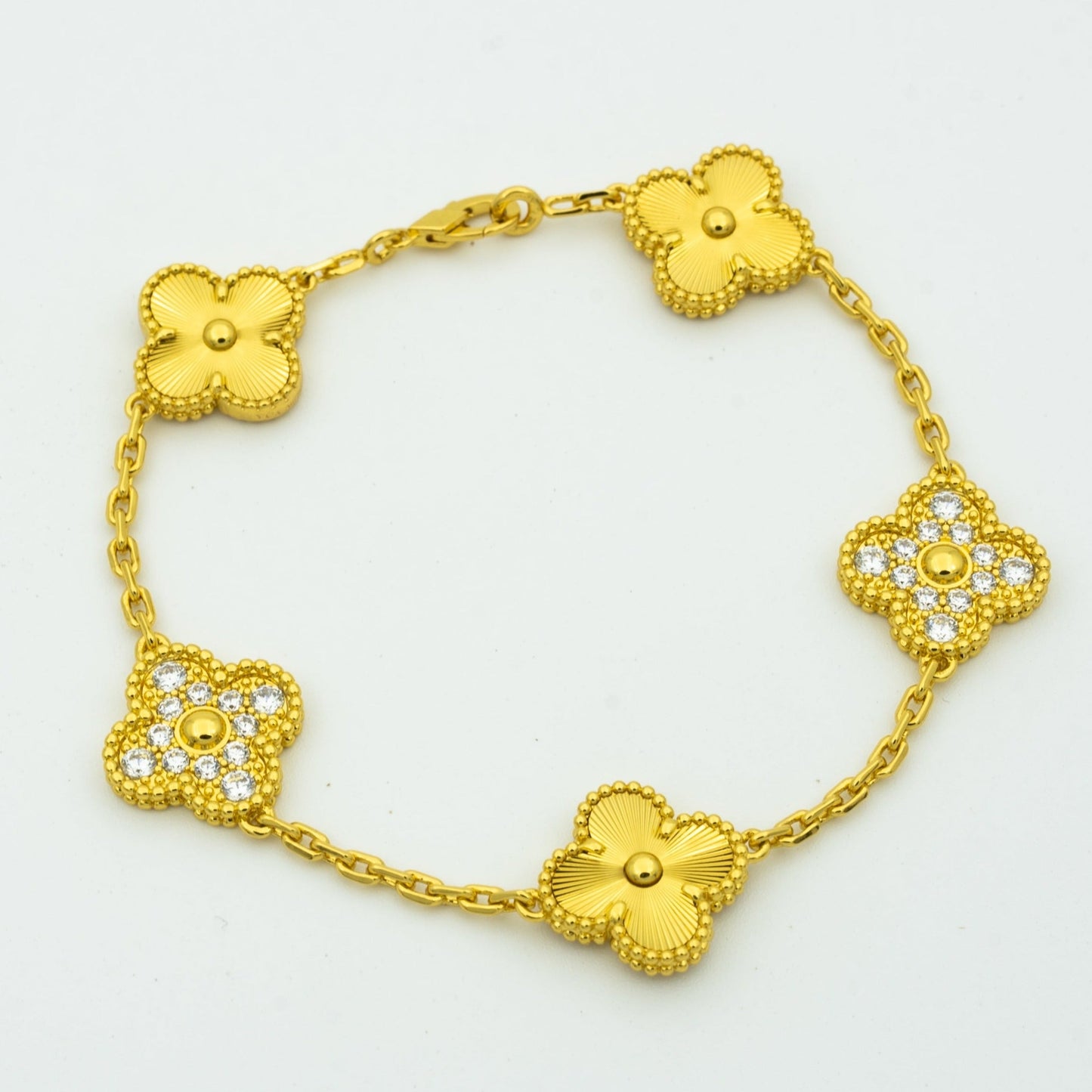 [Psychic Jewelrys]CLOVER BRACELET 5 MOTIFS GOLD DIAMOND