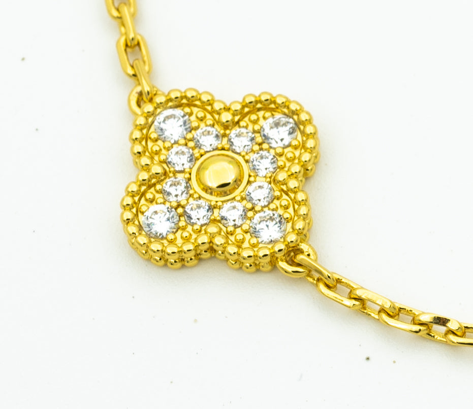 [Psychic Jewelrys]CLOVER BRACELET 5 MOTIFS GOLD DIAMOND
