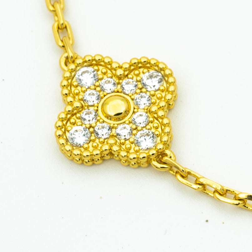 [Psychic Jewelrys]CLOVER BRACELET 5 MOTIFS GOLD DIAMOND