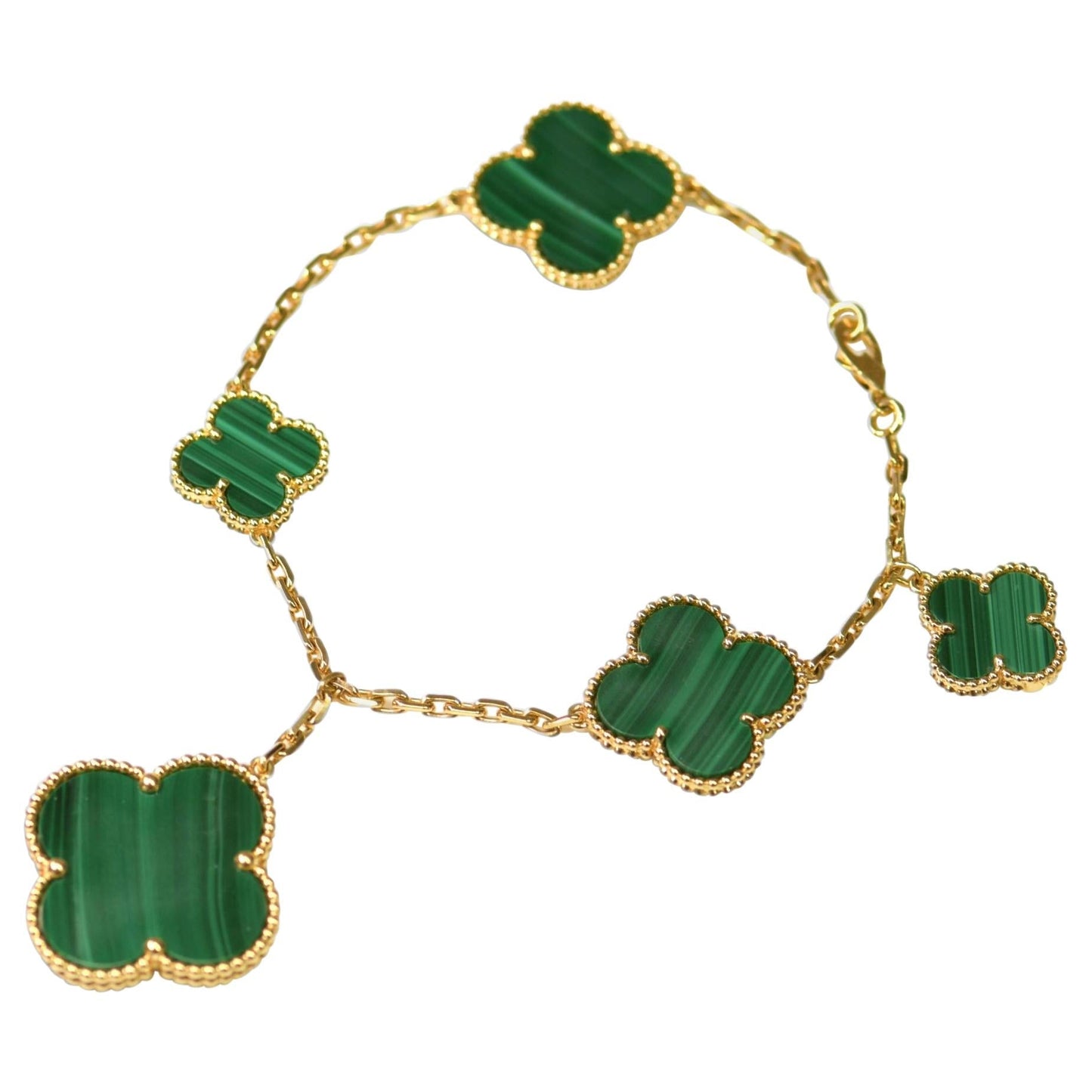 [Psychic Jewelrys]MAGIC CLOVER MALACHITE GOLD BRACELET 5 MOTIFS