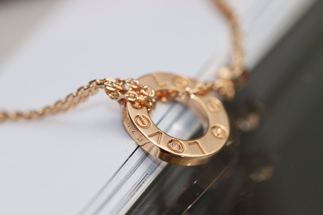 [Psychic Jewelrys]LOVE NECKLACE ADJUSTABLE ROSE GOLD 2 DIAMOND