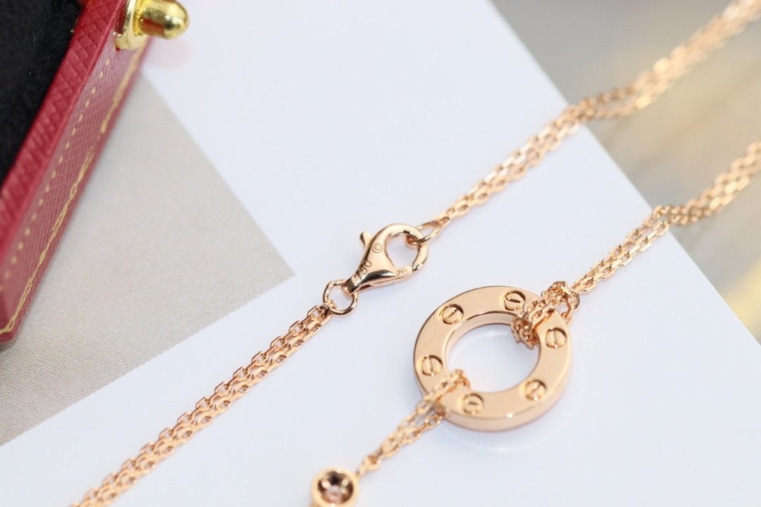 [Psychic Jewelrys]LOVE NECKLACE ADJUSTABLE ROSE GOLD 2 DIAMOND