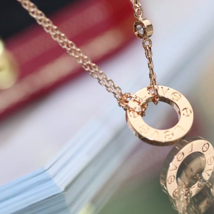 [Psychic Jewelrys]LOVE NECKLACE ADJUSTABLE ROSE GOLD 2 DIAMOND