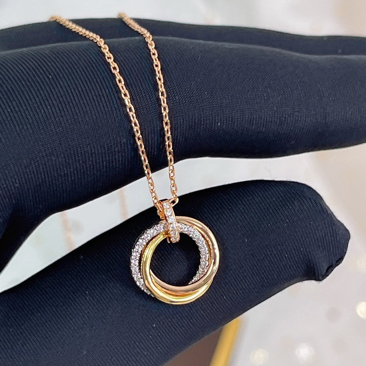 [Psychic Jewelrys]TRINITY NECKLACE SILVER GOLD PINK GOLD DIAMONDS