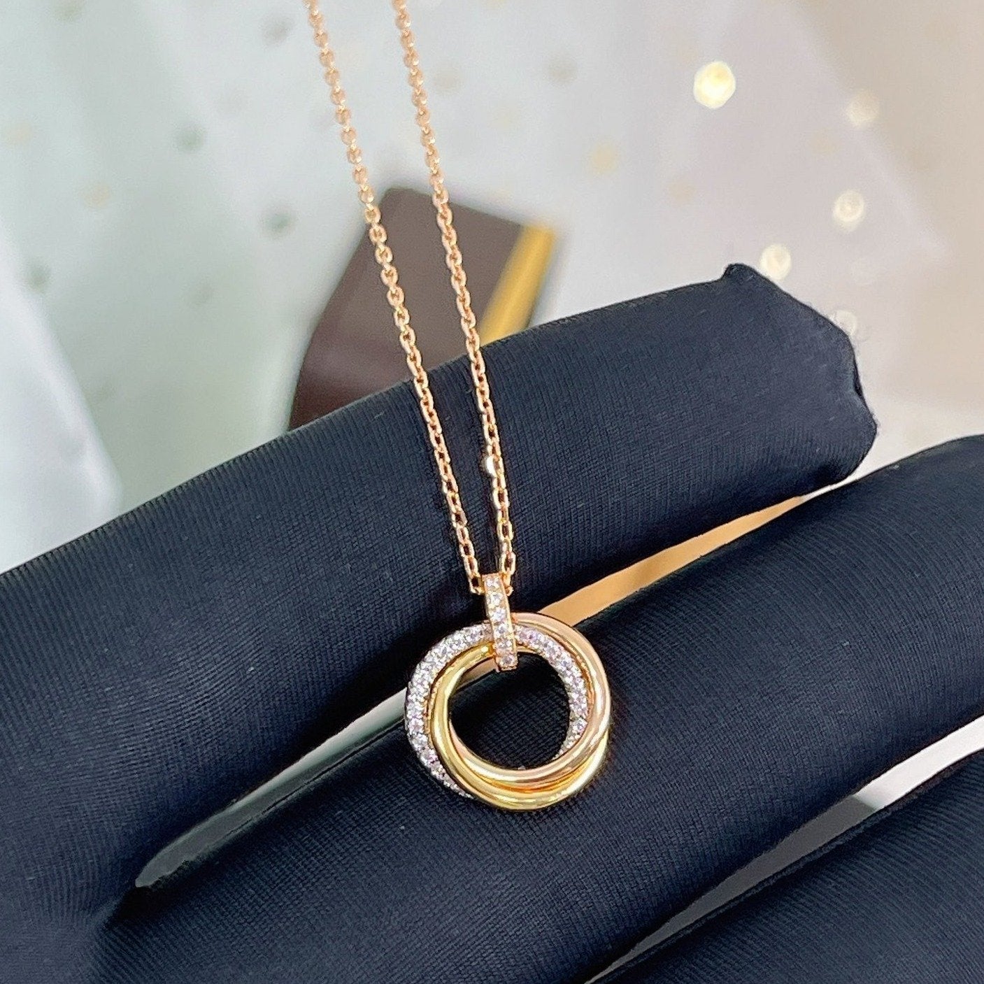 [Psychic Jewelrys]TRINITY NECKLACE SILVER GOLD PINK GOLD DIAMONDS