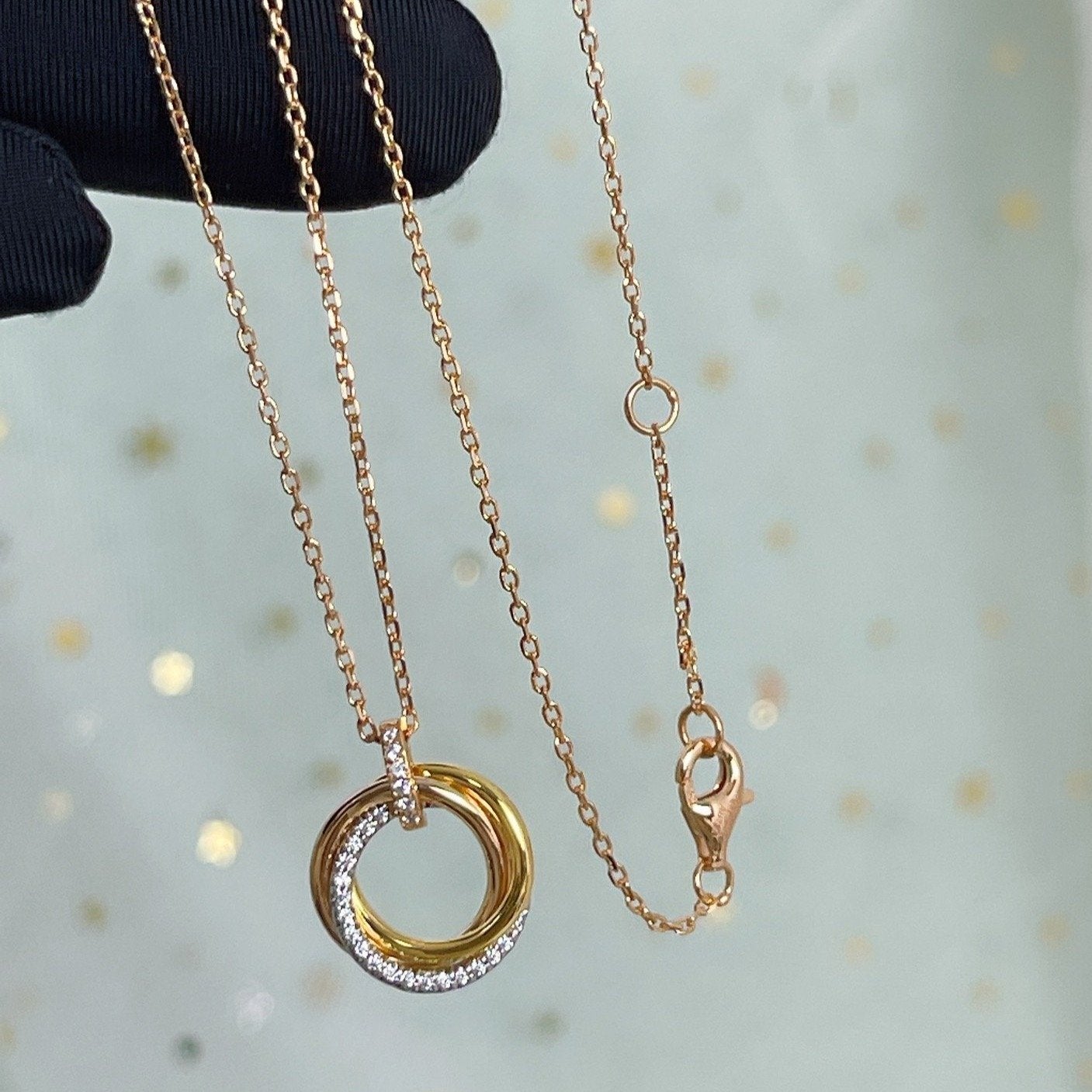 [Psychic Jewelrys]TRINITY NECKLACE SILVER GOLD PINK GOLD DIAMONDS