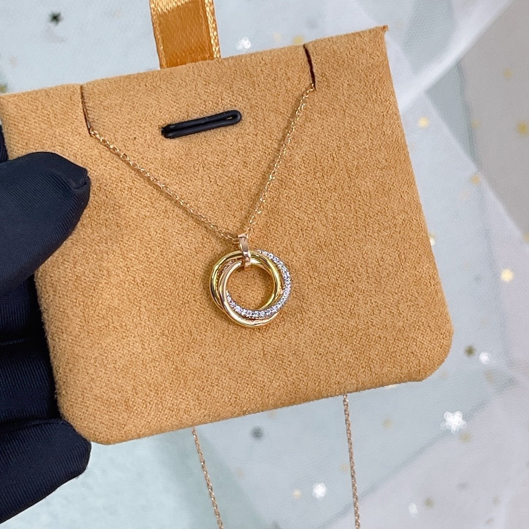 [Psychic Jewelrys]TRINITY NECKLACE SILVER GOLD PINK GOLD DIAMONDS