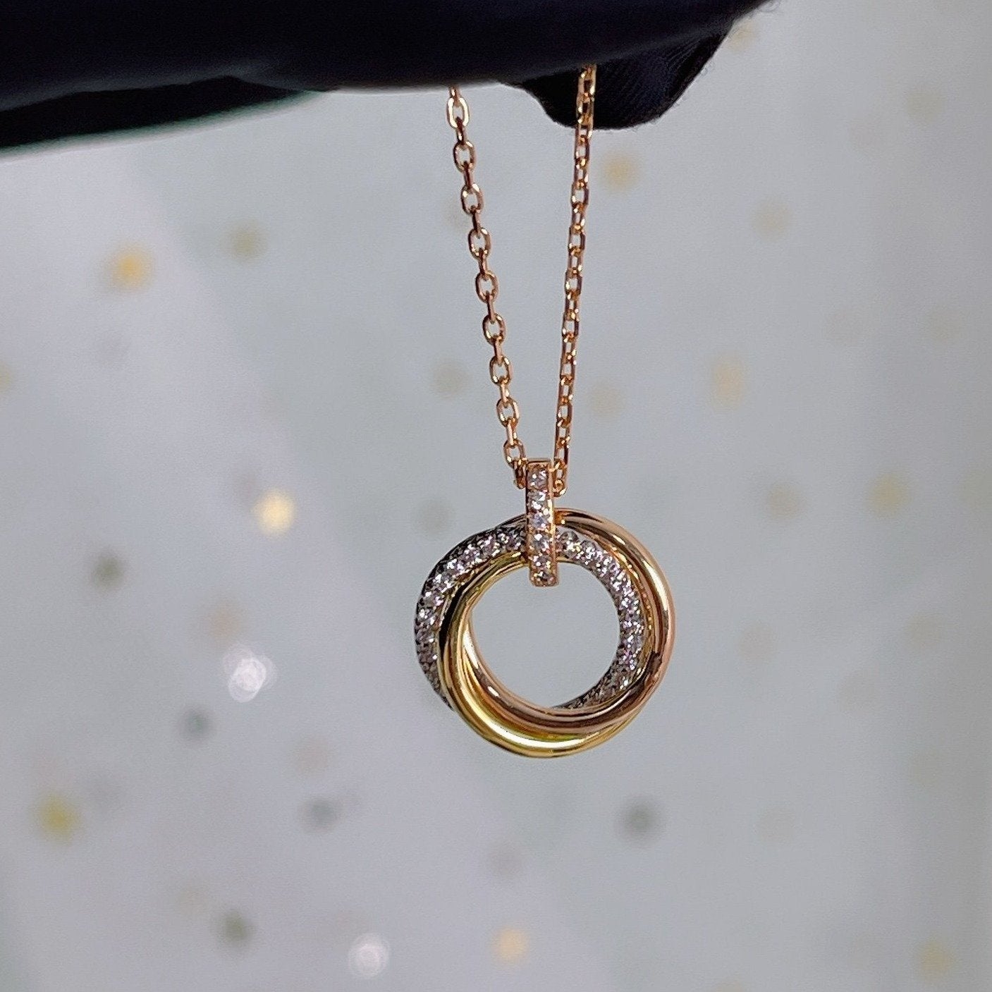 [Psychic Jewelrys]TRINITY NECKLACE SILVER GOLD PINK GOLD DIAMONDS