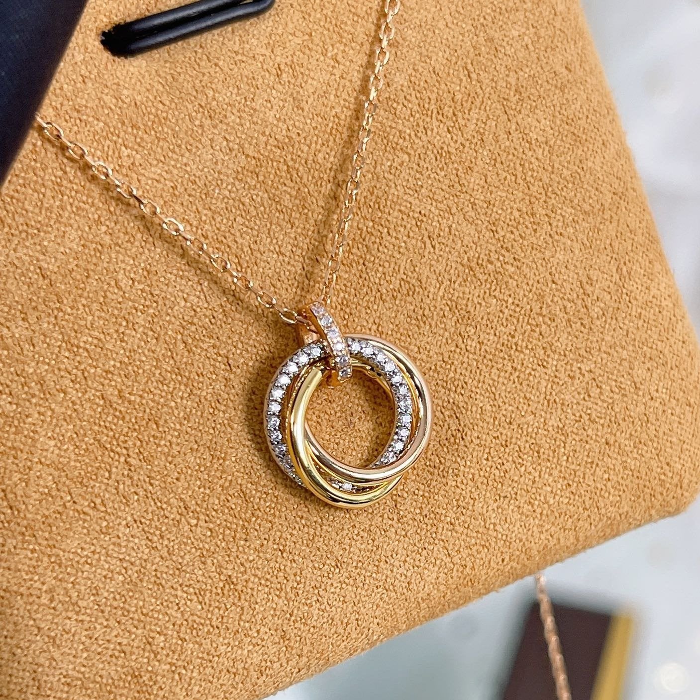 [Psychic Jewelrys]TRINITY NECKLACE SILVER GOLD PINK GOLD DIAMONDS