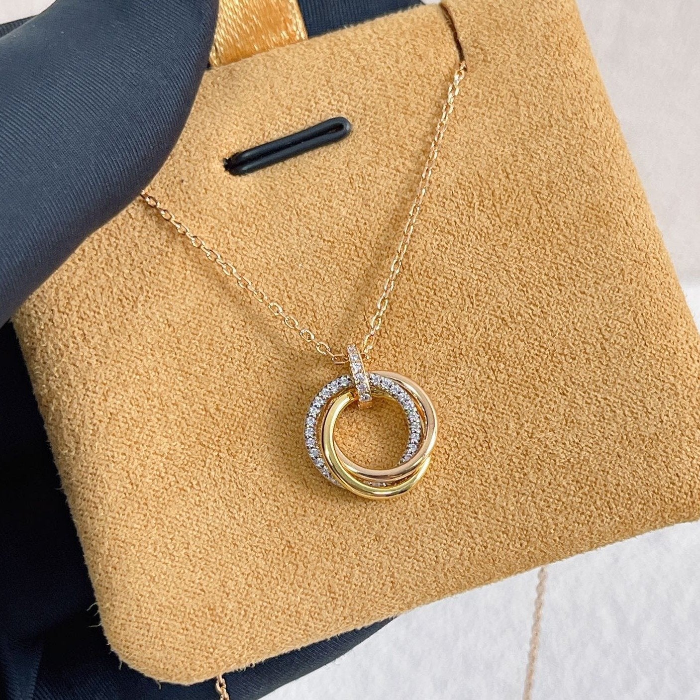 [Psychic Jewelrys]TRINITY NECKLACE SILVER GOLD PINK GOLD DIAMONDS