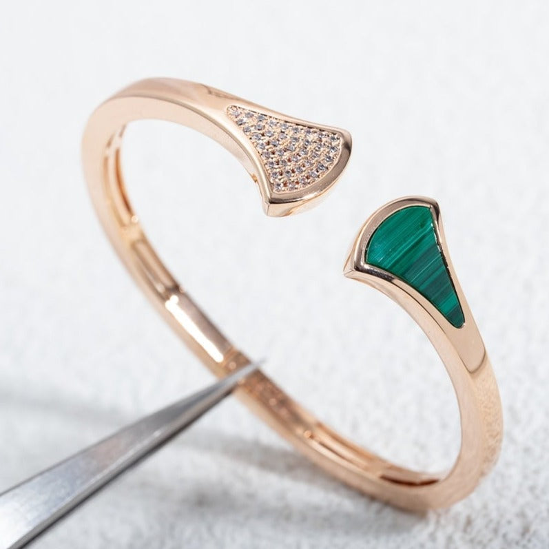 [Psychic Jewelrys]DREAM BRACELET OPEN MALACHITE PINK GOLD