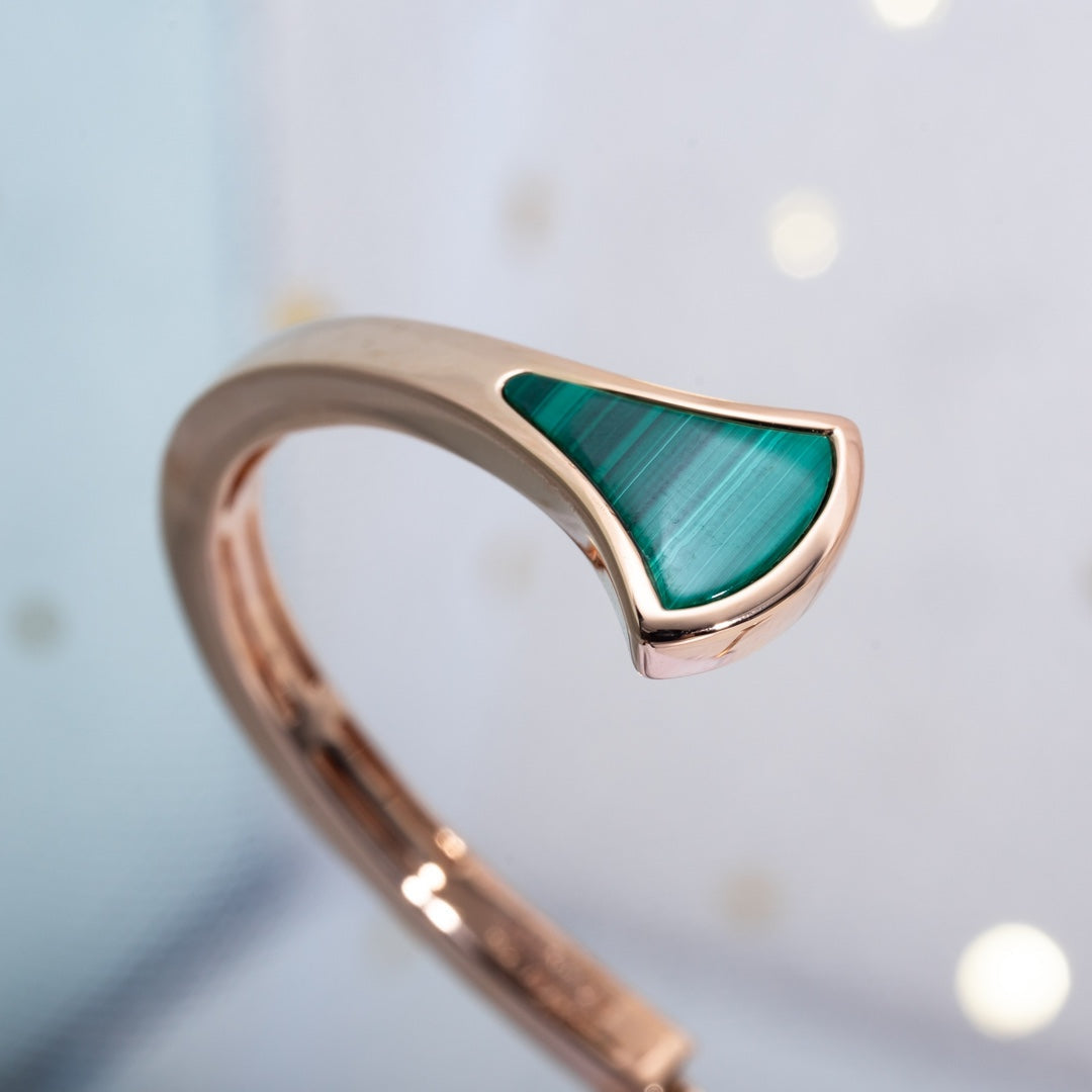 [Psychic Jewelrys]DREAM BRACELET OPEN MALACHITE PINK GOLD