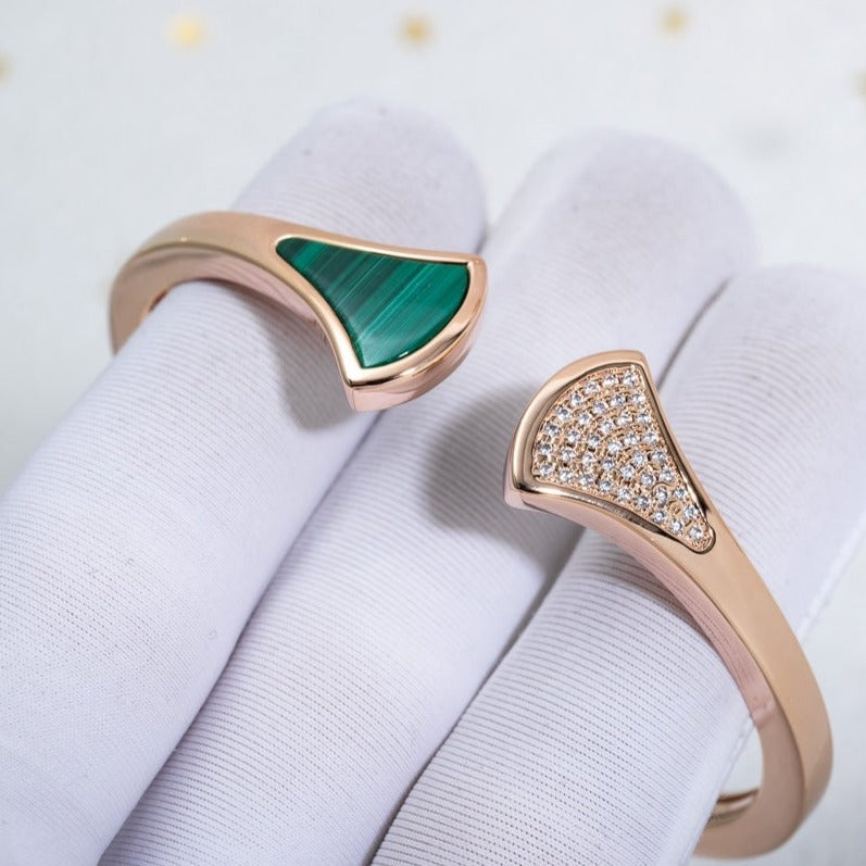 [Psychic Jewelrys]DREAM BRACELET OPEN MALACHITE PINK GOLD