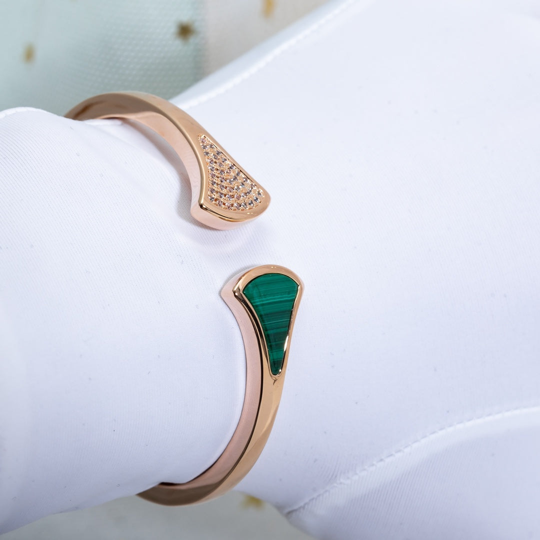 [Psychic Jewelrys]DREAM BRACELET OPEN MALACHITE PINK GOLD
