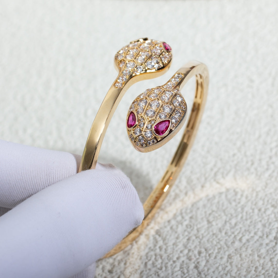 [Psychic Jewelrys]SERPENTI BRACELET PINK GOLD DIAMOND DOUBLE SNAKE