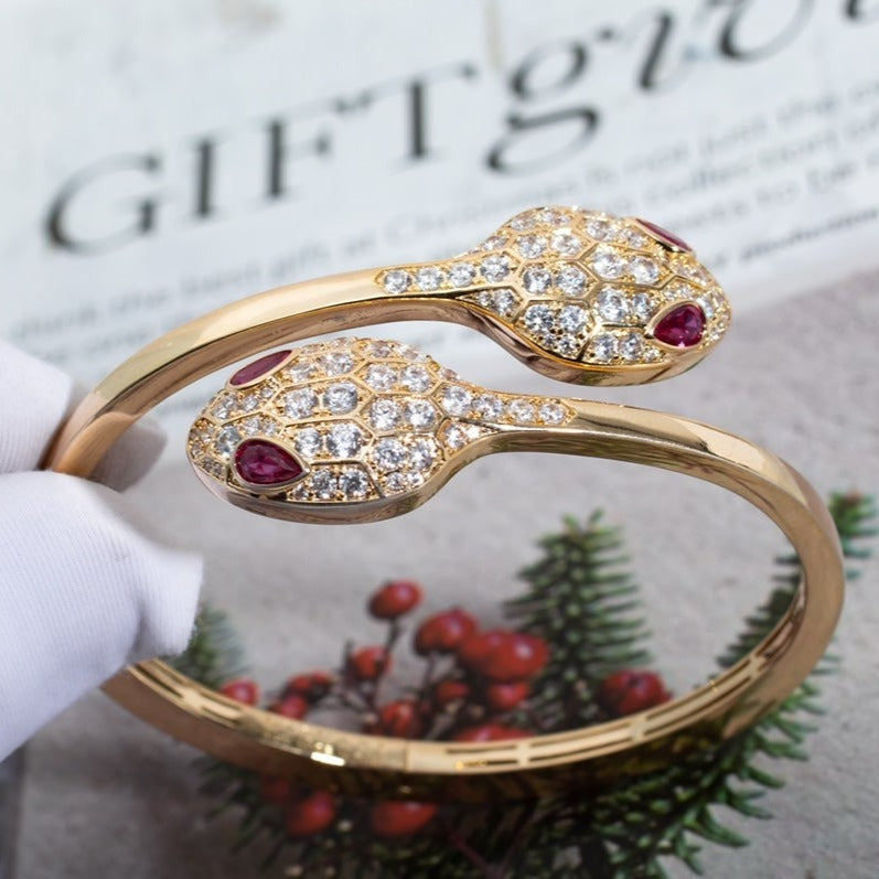 [Psychic Jewelrys]SERPENTI BRACELET PINK GOLD DIAMOND DOUBLE SNAKE