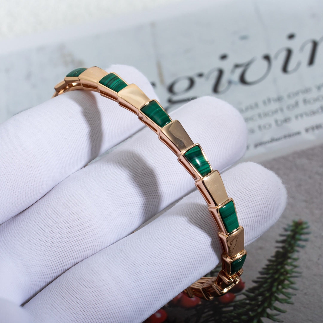 [Psychic Jewelrys]SERPENTI BRACELET PINK GOLD MALACHITE