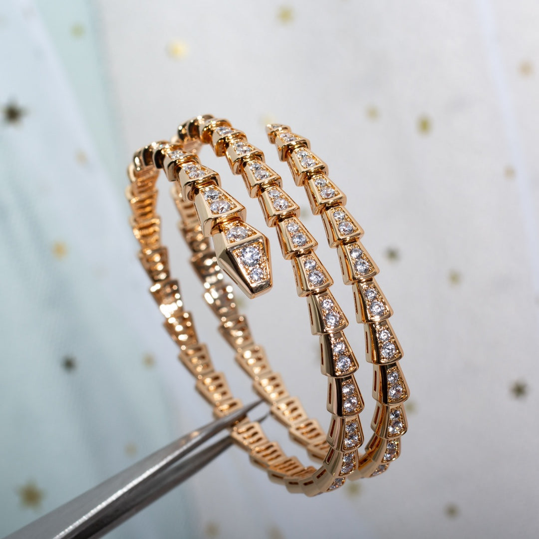 [Psychic Jewelrys]SERPENTI BRACELET PINK GOLD DIAMOND DOUBLE ROW