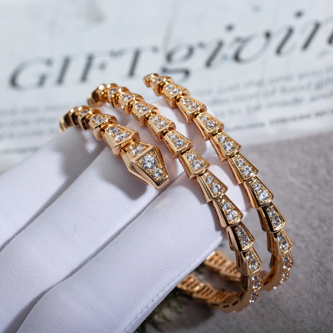 [Psychic Jewelrys]SERPENTI BRACELET PINK GOLD DIAMOND DOUBLE ROW