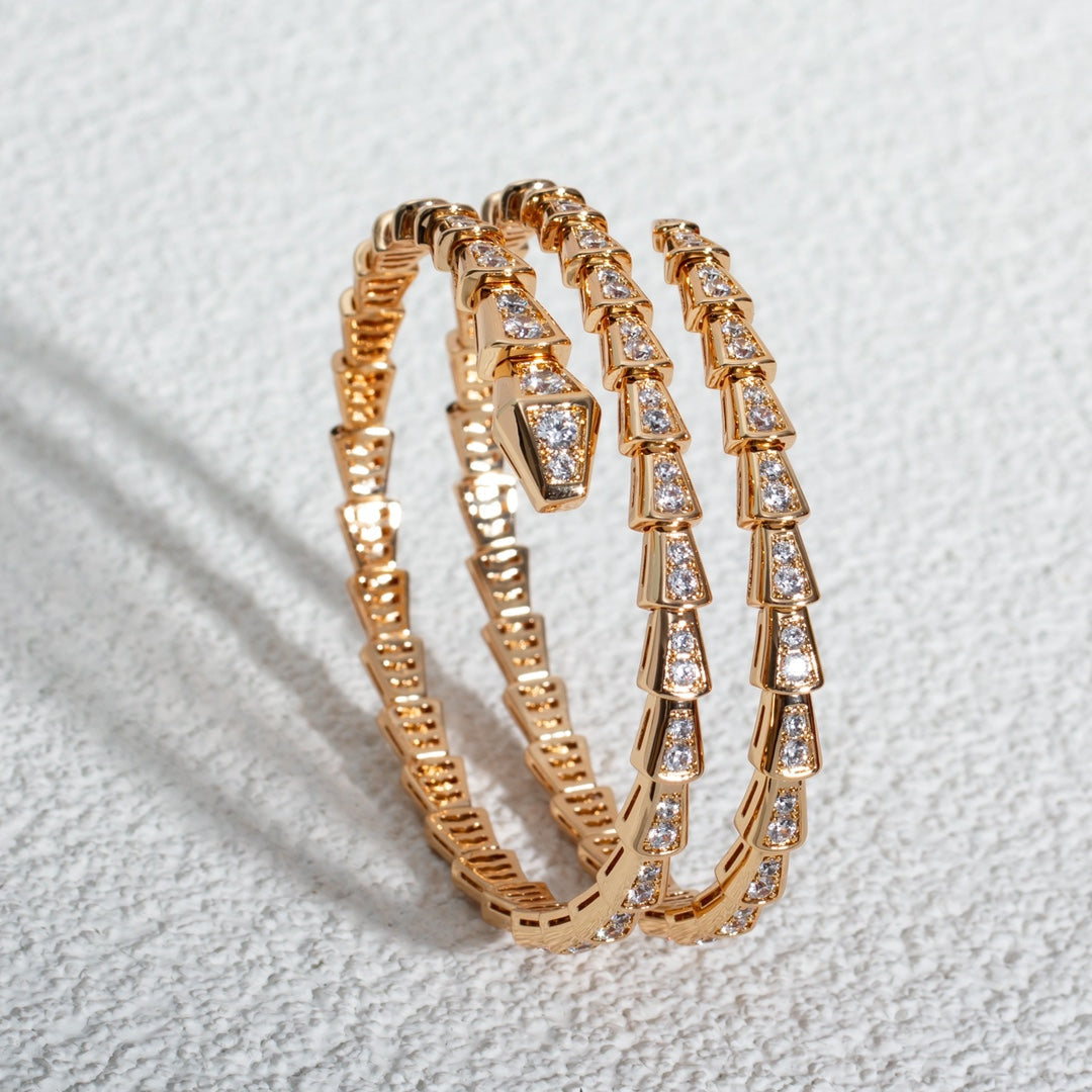 [Psychic Jewelrys]SERPENTI BRACELET PINK GOLD DIAMOND DOUBLE ROW