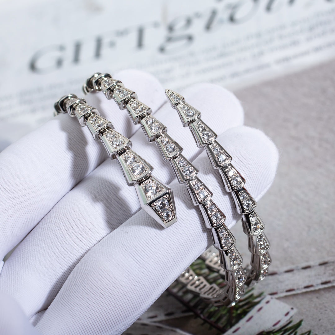 [Psychic Jewelrys]SERPENTI BRACELET SILVER DIAMOND DOUBLE ROW