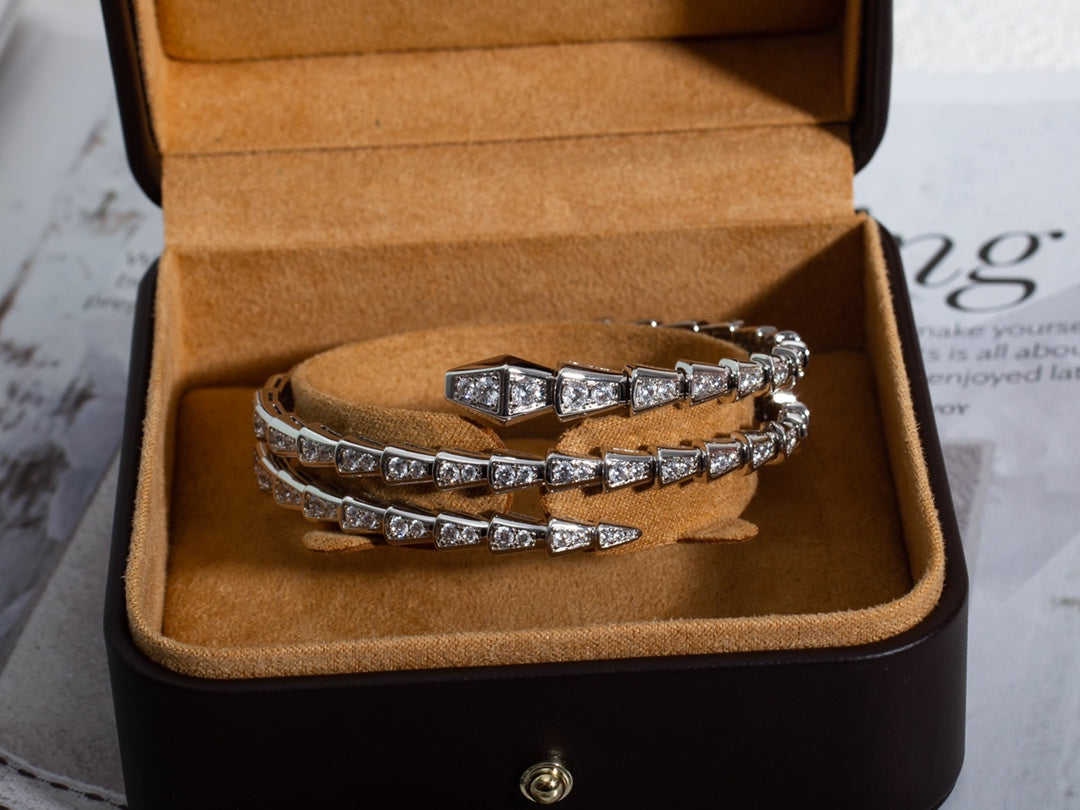 [Psychic Jewelrys]SERPENTI BRACELET SILVER DIAMOND DOUBLE ROW