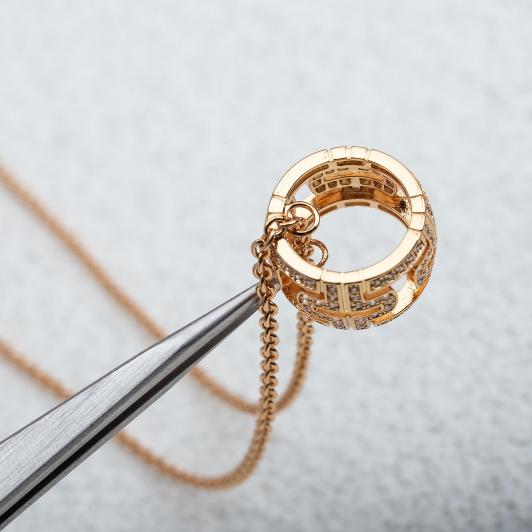 [Psychic Jewelrys]PARENTESI NECKLACE PINK GOLD DIAMOND