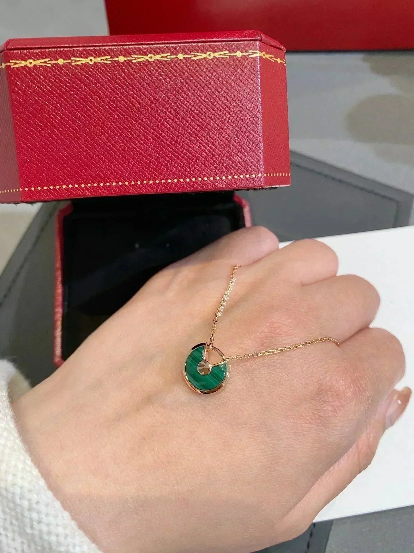 [Psychic Jewelrys]AMULETTE ROSE GOLD MALACHITE NECKLACE