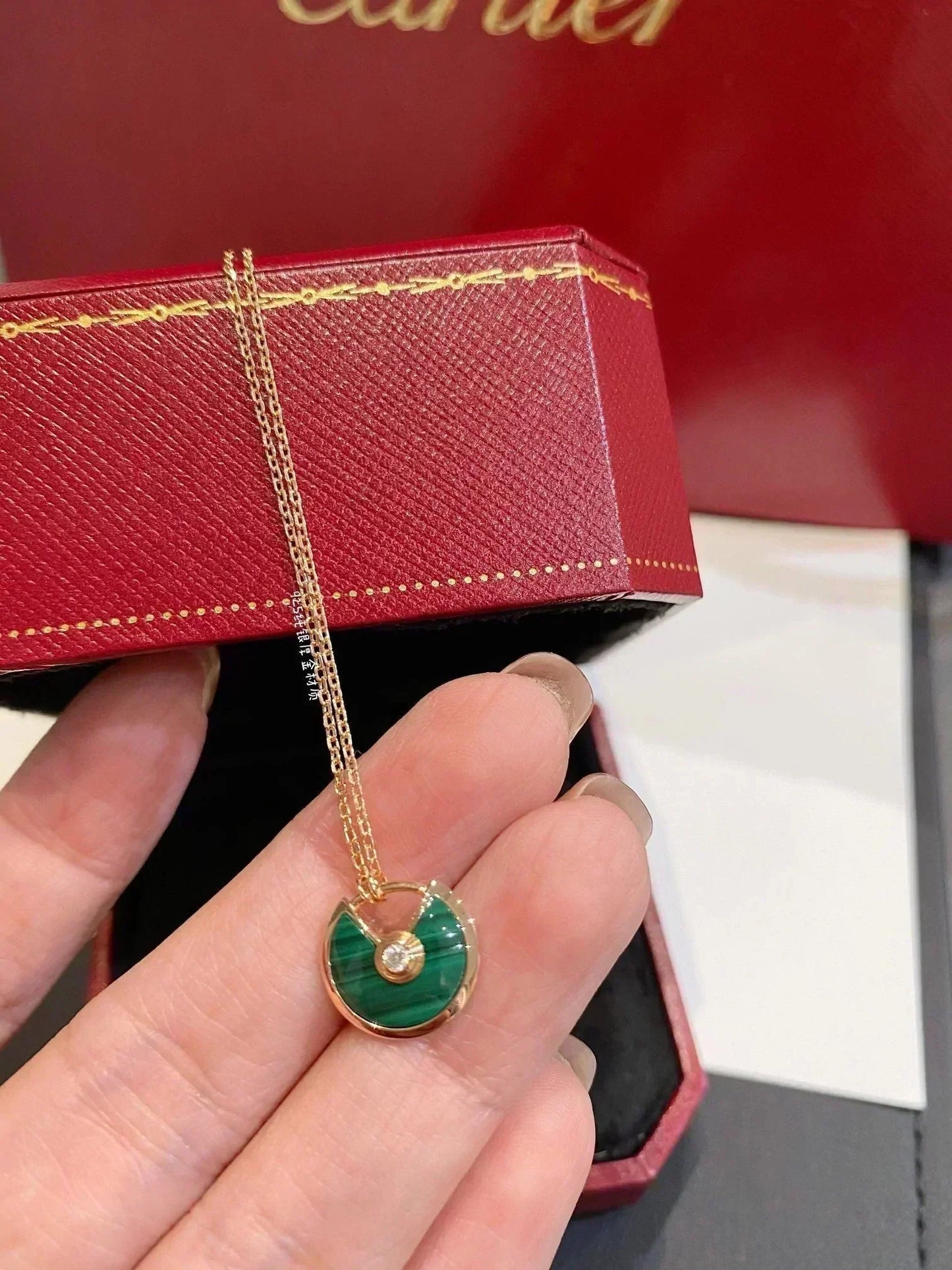 [Psychic Jewelrys]AMULETTE ROSE GOLD MALACHITE NECKLACE