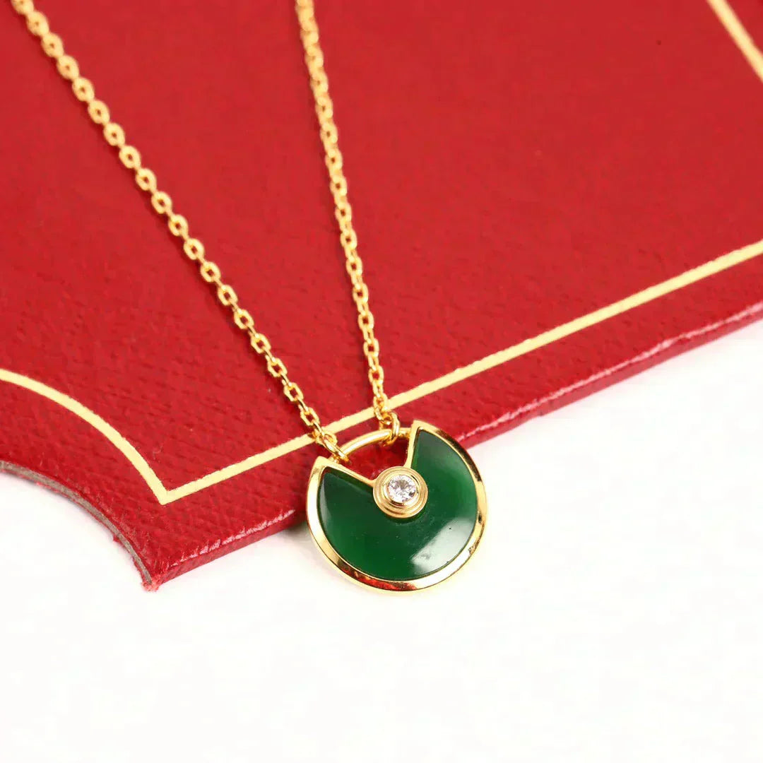 [Psychic Jewelrys]AMULETTE GOLD MALACHITE NECKLACE