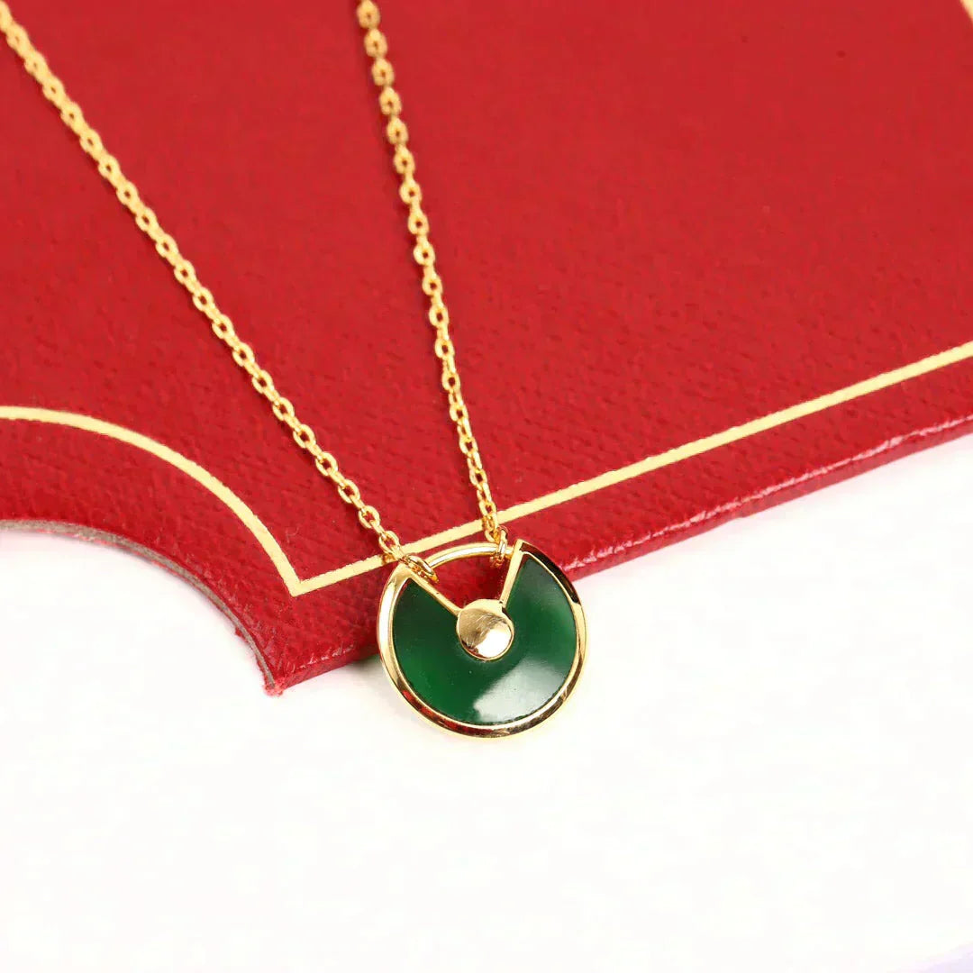 [Psychic Jewelrys]AMULETTE GOLD MALACHITE NECKLACE