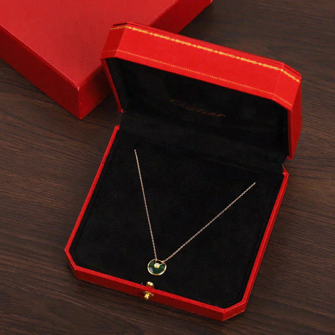 [Psychic Jewelrys]AMULETTE GOLD MALACHITE NECKLACE