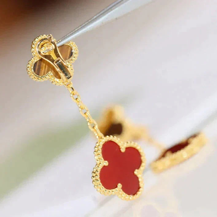 [Psychic Jewelrys]CLOVER  2 MOTIF  TIGER EYE CARNELIAN EARRINGS