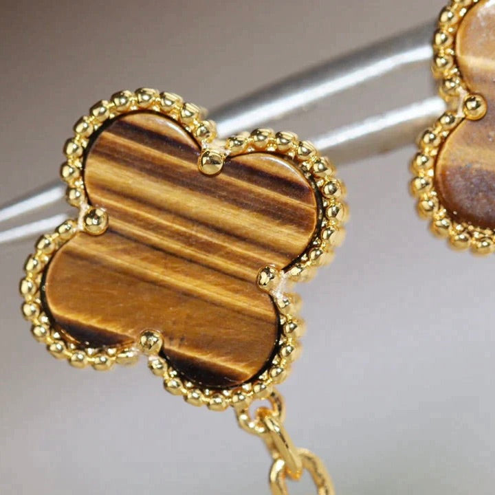 [Psychic Jewelrys]CLOVER  2 MOTIF  TIGER EYE CARNELIAN EARRINGS