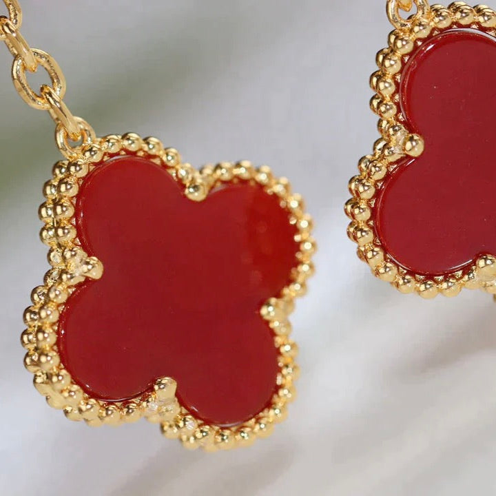 [Psychic Jewelrys]CLOVER  2 MOTIF  TIGER EYE CARNELIAN EARRINGS