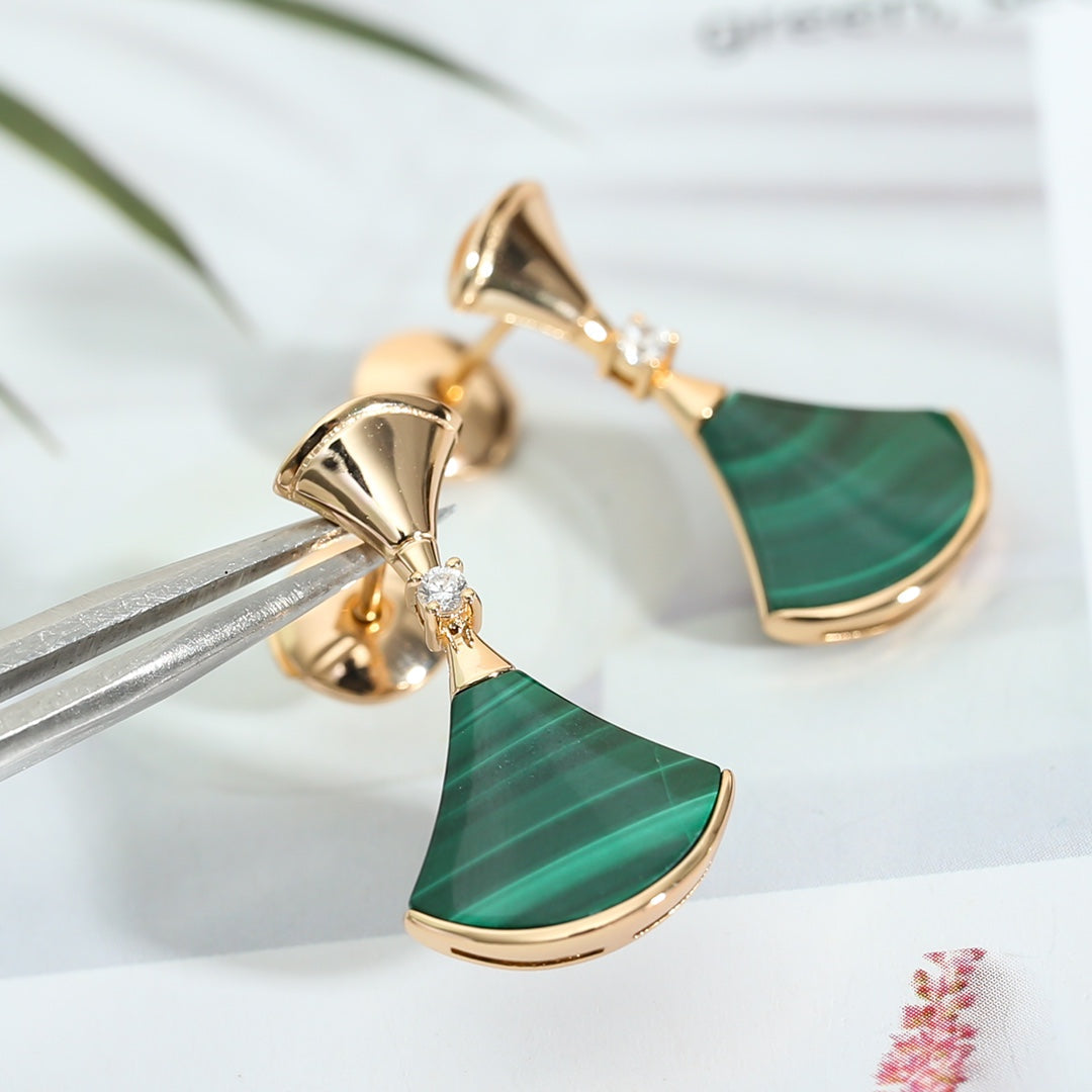 [Psychic Jewelrys]DREAM MALACHITE PINK GOLD EARRINGS
