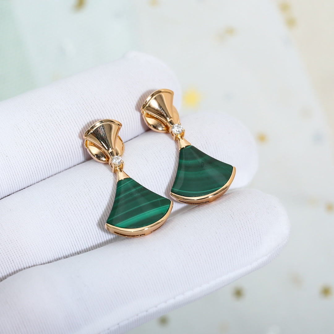 [Psychic Jewelrys]DREAM MALACHITE PINK GOLD EARRINGS