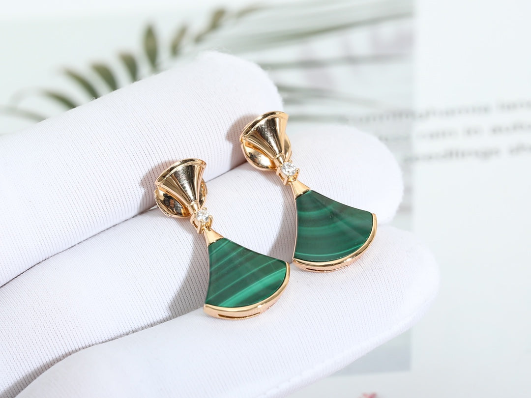 [Psychic Jewelrys]DREAM MALACHITE PINK GOLD EARRINGS