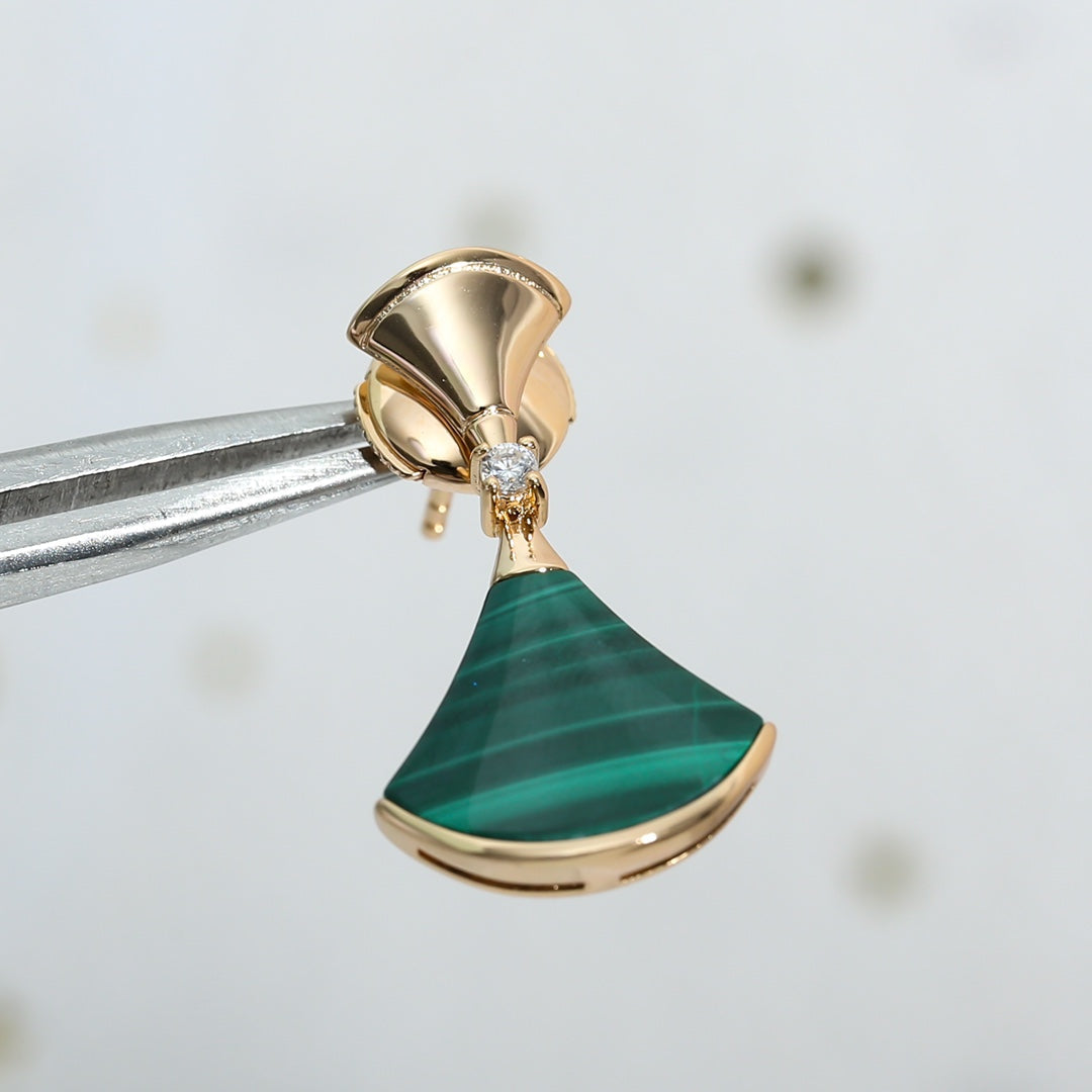 [Psychic Jewelrys]DREAM MALACHITE PINK GOLD EARRINGS