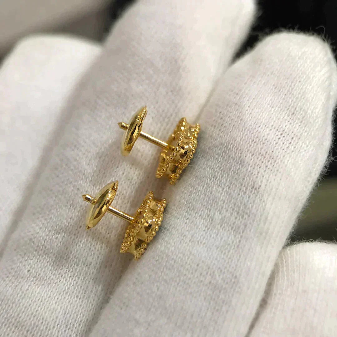 [Psychic Jewelrys]CLOVER MINI 9.5MM MALACHITE  EARRINGS