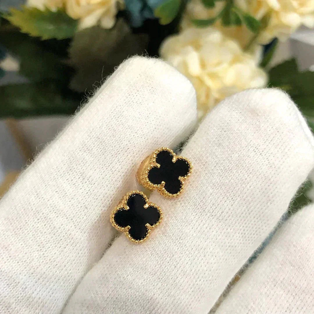[Psychic Jewelrys]CLOVER MINI 9.5MM BLACK MOP EARRINGS