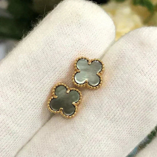 [Psychic Jewelrys]CLOVER MINI 9.5MM GRAY MOP EARRINGS