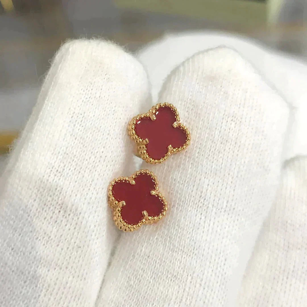 [Psychic Jewelrys]CLOVER MINI 9.5MM CARNELIAN EARRINGS