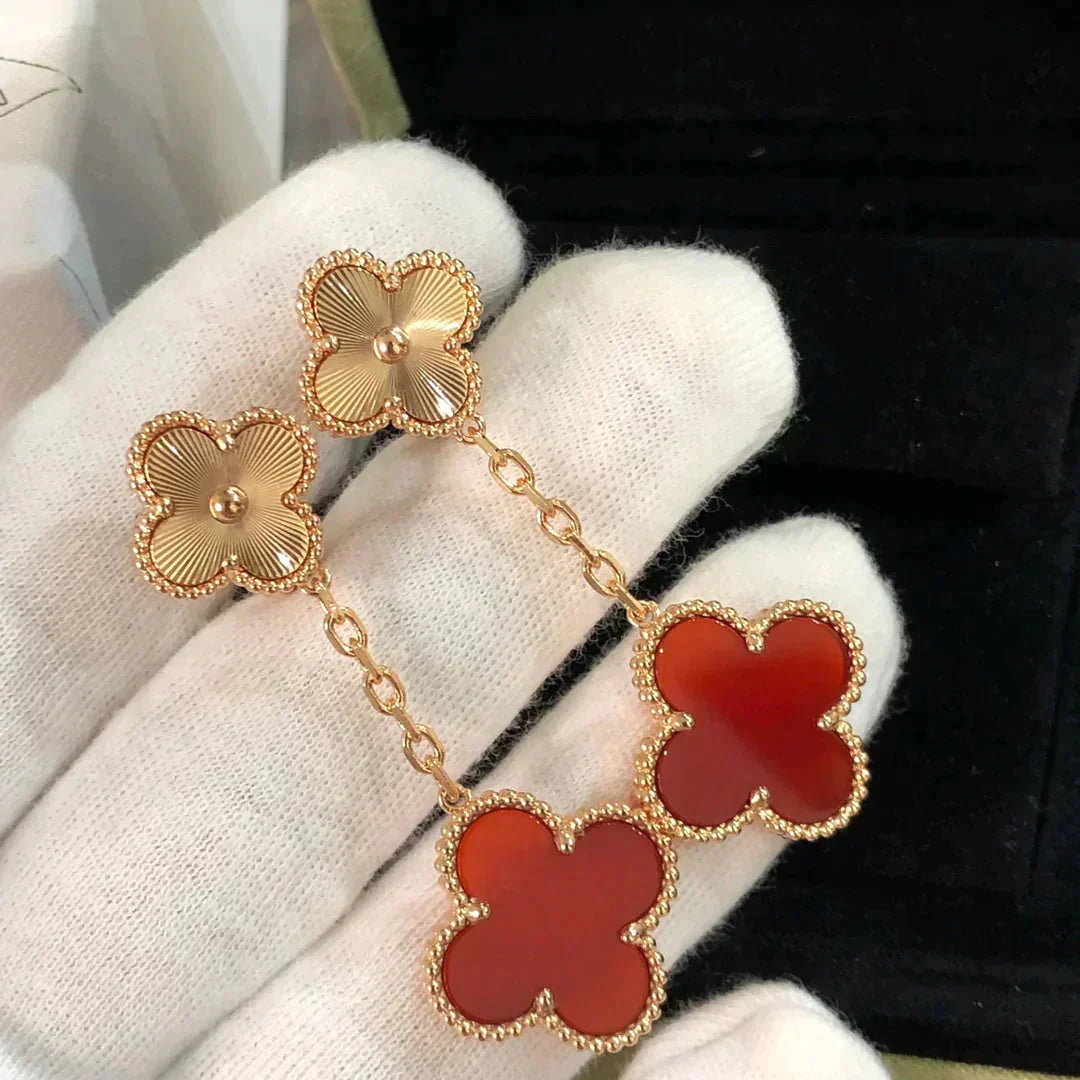 [Psychic Jewelrys]CLOVER 2 MOTIF  LASER CARNELIAN EARRINGS