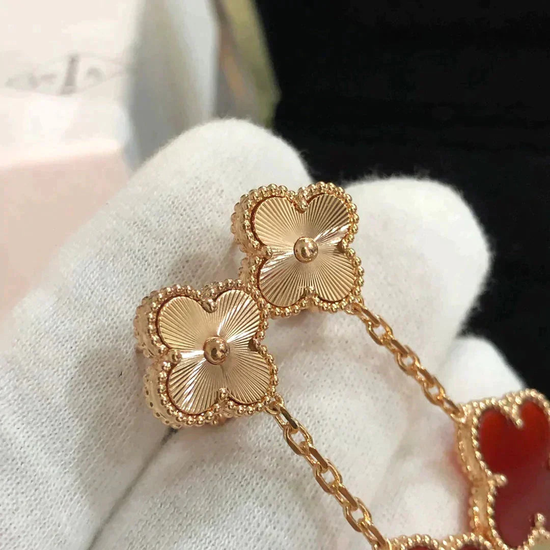 [Psychic Jewelrys]CLOVER 2 MOTIF  LASER CARNELIAN EARRINGS