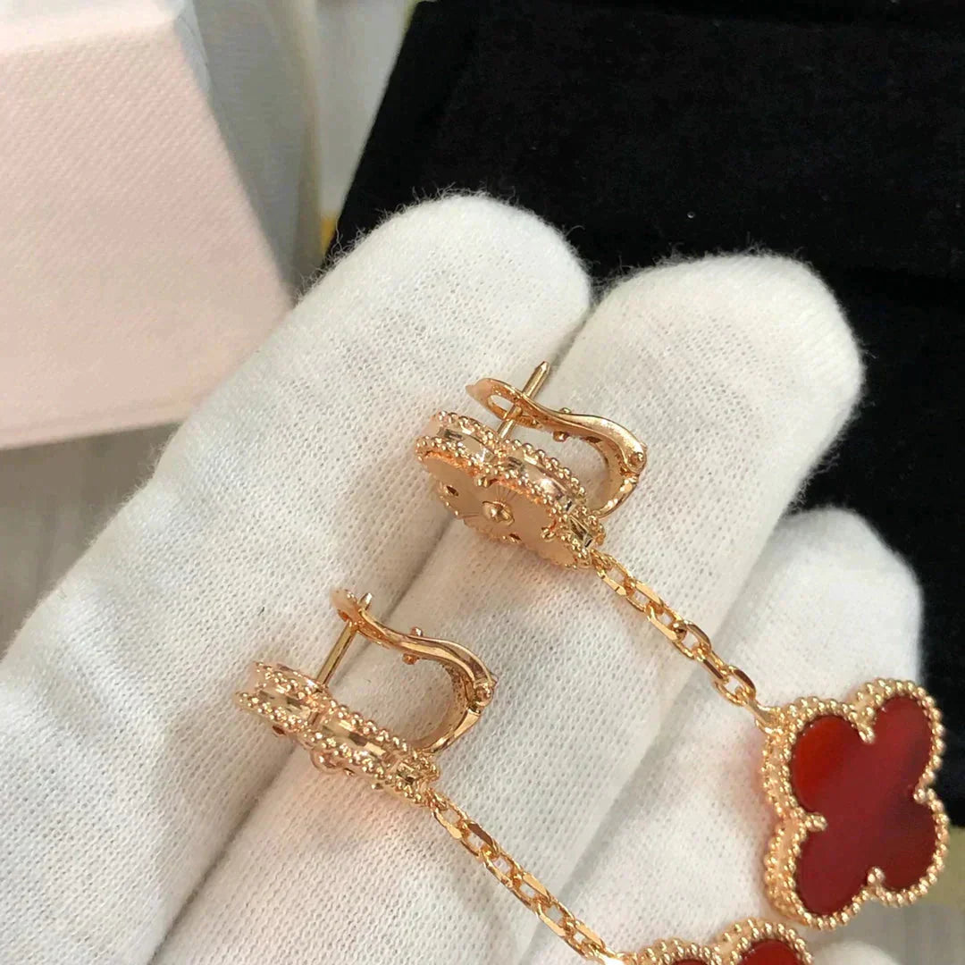 [Psychic Jewelrys]CLOVER 2 MOTIF  LASER CARNELIAN EARRINGS