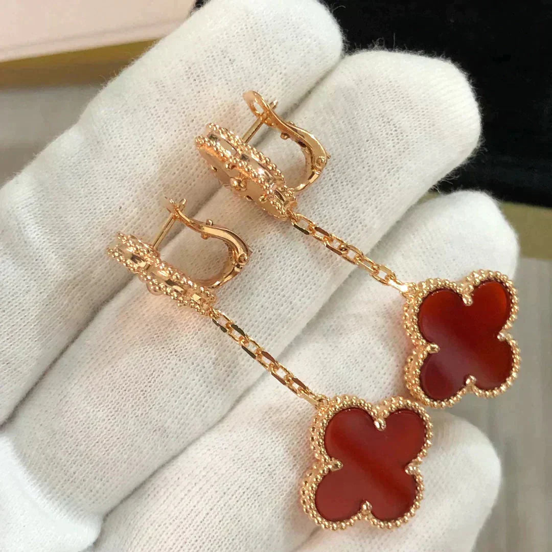 [Psychic Jewelrys]CLOVER 2 MOTIF  LASER CARNELIAN EARRINGS