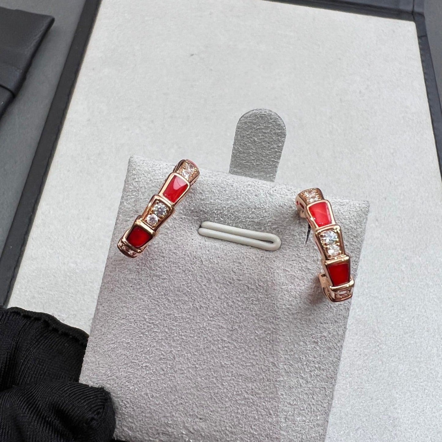 [Psychic Jewelrys]SERPENTI CARNELIAN PINK GOLD EARRINGS